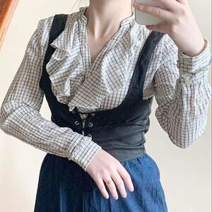 Brown cottage core Prairie Blouse